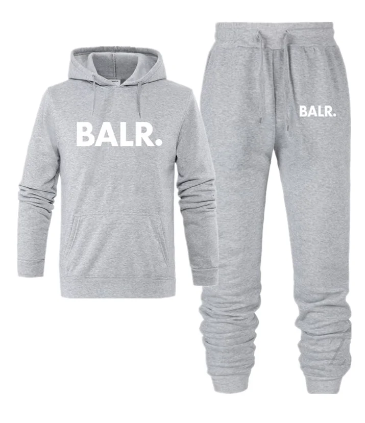 gray Chándales de moda para hombres y модный привлекательный раздельный купальник Otoño Invierno, одежда для детей ropa deportiva; сезон весна-осень con estampado BALR conjuntos para hombres sudadera - Цвет: gray