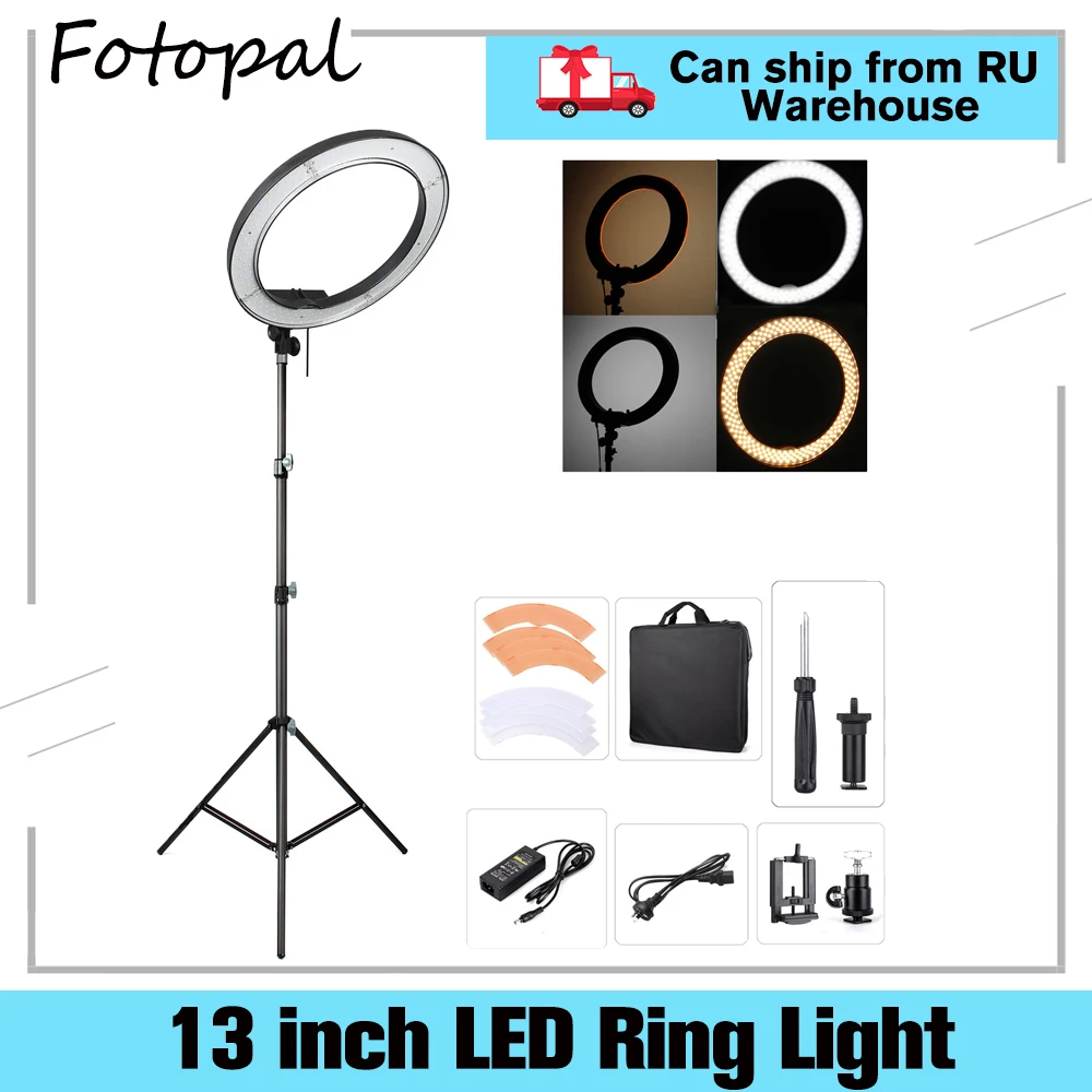 

Fotopal Led Ring Light For Video Shoot Camera Phone Lighting With Stand Studio Photography Selfie Makeup Photo Circle Lamp