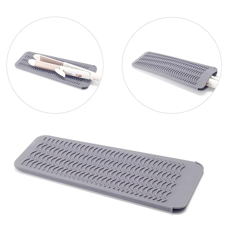 Esterilla de viaje de silicona resistente al calor, bolsa para rizar el pelo, plancha, multifunción, antideslizante, plana, Herramienta de Peinado