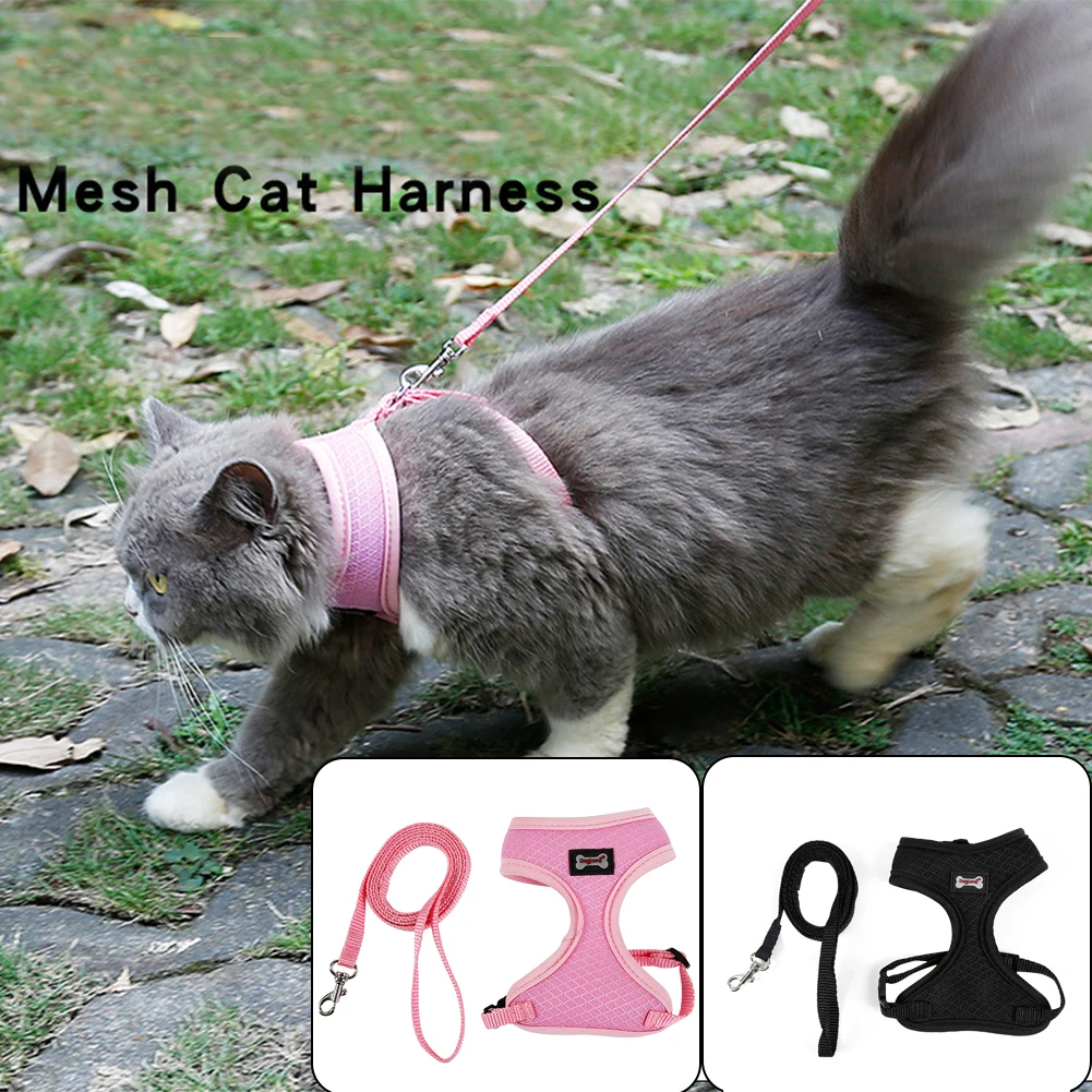 Уличная одежда сетчатая, для путешествий поводок шлейка для кошек анти-поломки Регулируемый жилет для домашних животных прогулки Кролики мягкий простой в использовании аксессуар