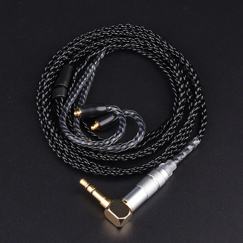 Black FENGRU DIY 1,2 м однокристальная медь 3,5 мм Штекер кабель MMCX обновленный кабель для серии Shure pin(535/215 и т. Д - Цвет: Black