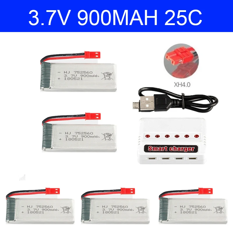 

3.7V 900mAh LiPo Battery + USB Charger for SYMA X5C X5 X5SW MJX X708 W RC Drone Quadcopter Spare Battery Parts