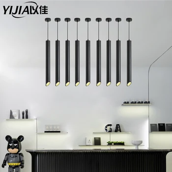 

led PendantLamp Long Tube lamp 7W 85-265V Kitchen Island Dining Room Shop Bar Decoration Cylinder Pipe PendantLight Kitchen Lamp