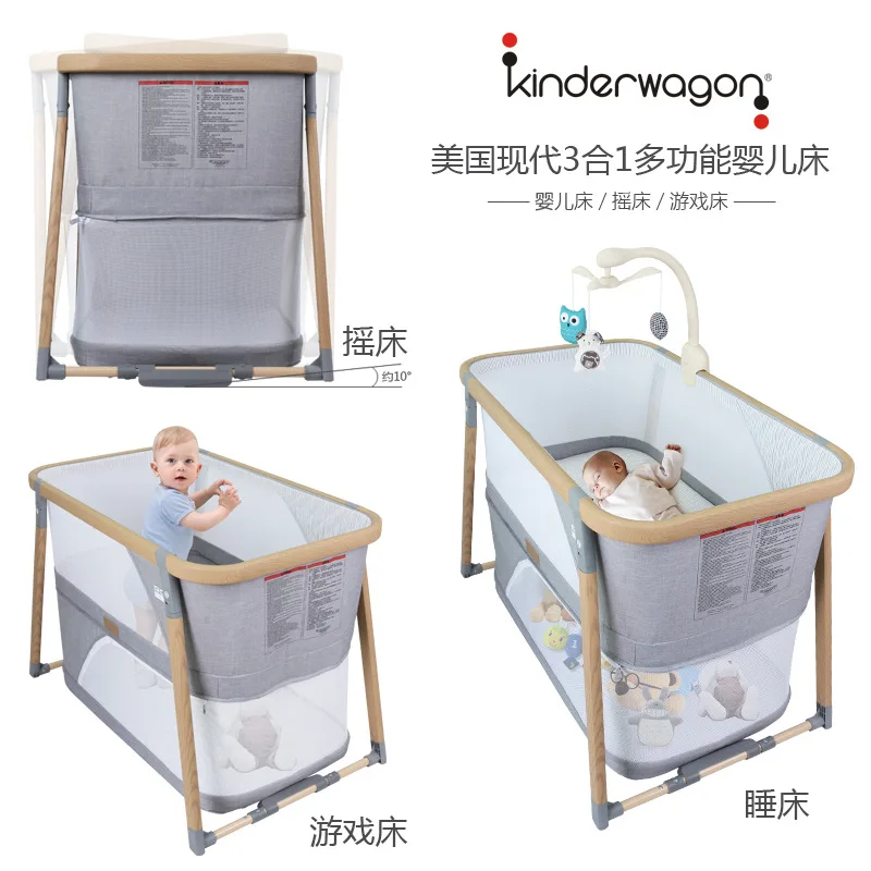 3 в 1 Американский Kinderwagon портативная складная кроватка многофункциональная для новорожденных BB кровать игровая кровать детская кровать с игрушками подарки москитная сетка