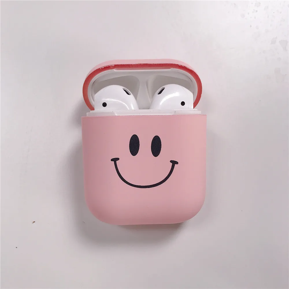Милая мультяшная улыбка скраб для лица Жесткий ПК чехол для Apple Airpods чехол беспроводной Bluetooth наушники аксессуары кожный чехол