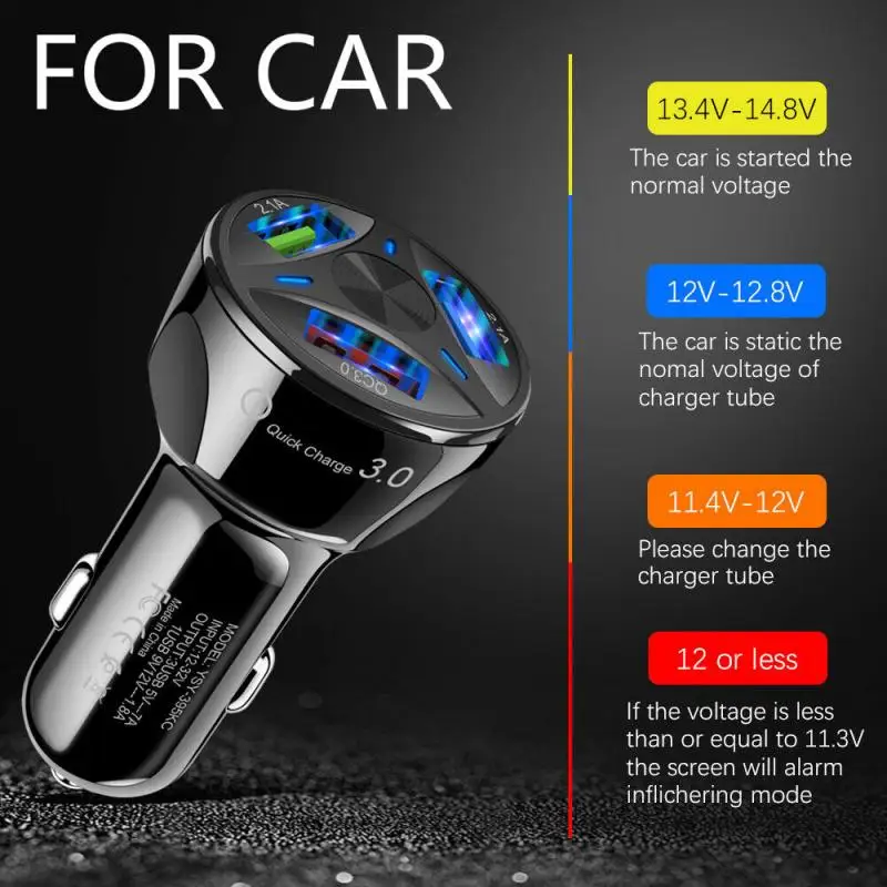 Автомобильный мини адаптер QC3.0 для быстрой зарядки с двумя 3 портами USB IPhone 7 Plus 6 5S