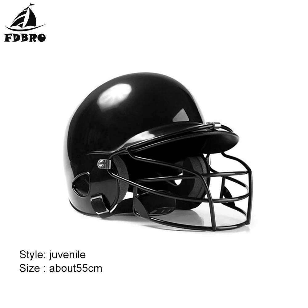 FDBRO Софтбол фитнес-оборудование для тела Защита головы Защита лица бейсбольные шлемы хит бинауральный бейсбольный шлем одежда маска - Цвет: black teen