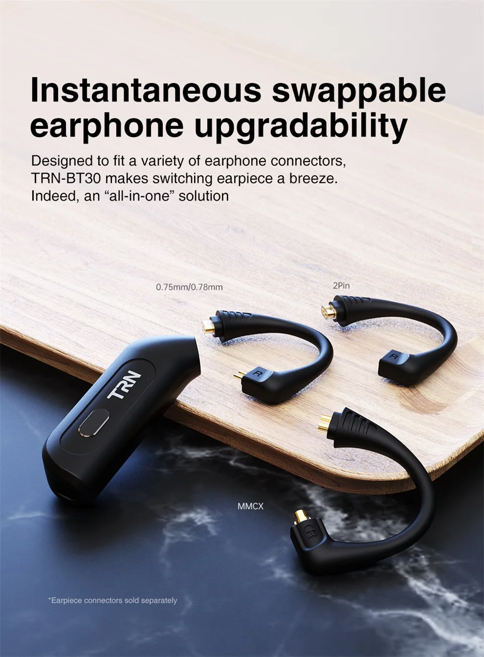 NEW TRN BT30 TWS HIFI Wireless Bluetooth-Compatible Upgrade Cable Module Earhook 5.2 Bluetooth Headset Wireless Headphones