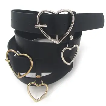

Casual Adjustable Leather Belts for Women Metal Love Heart Buckle Harness Belt Waist Belt Women Belt Waistband for Pants Jeans