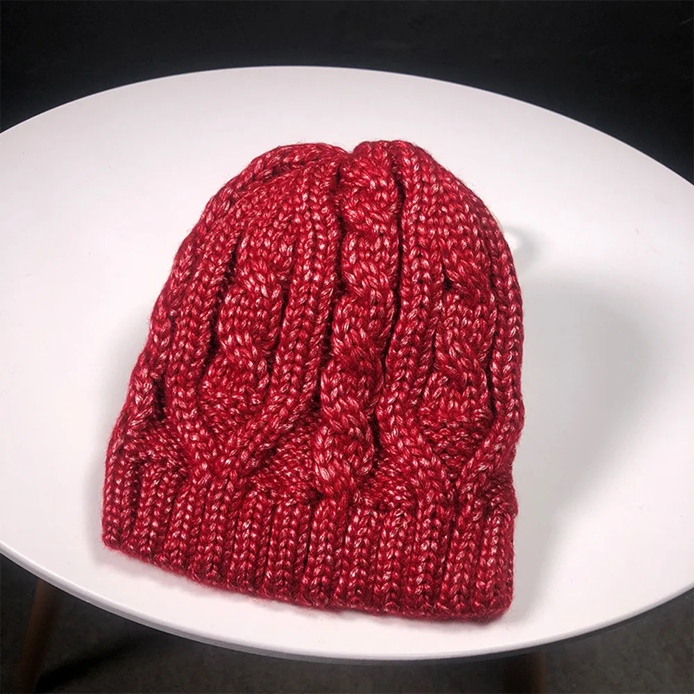 Новая Мода Унисекс Skullies Beanies Зимние шапки для мужчин и женщин, теплые уличные шапки, Вязанные шерстяные шапки, шапка - Цвет: Red