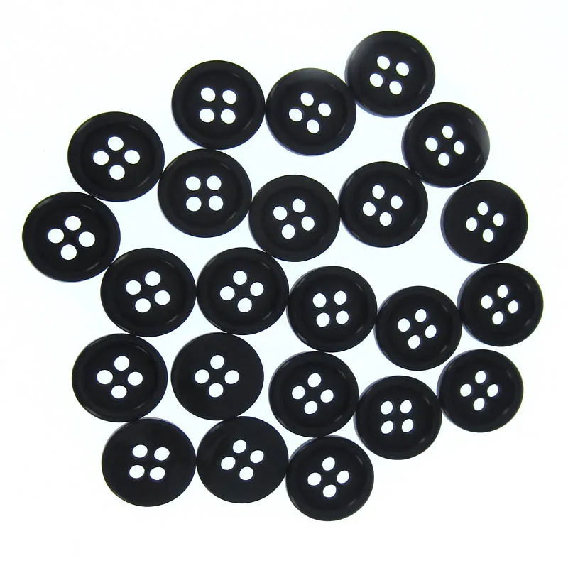 11mm-38mm 4-Hole Black Resin buttons for clothing Accessory Round button Sewing Craft Garment Scrapbooking 4