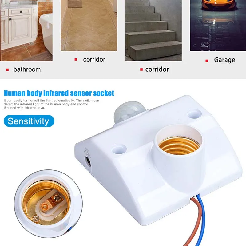 E27 Lamp Holder Infrared Motion PIR Sensor Automatic LED Light Switch SER88 | Лампы и освещение