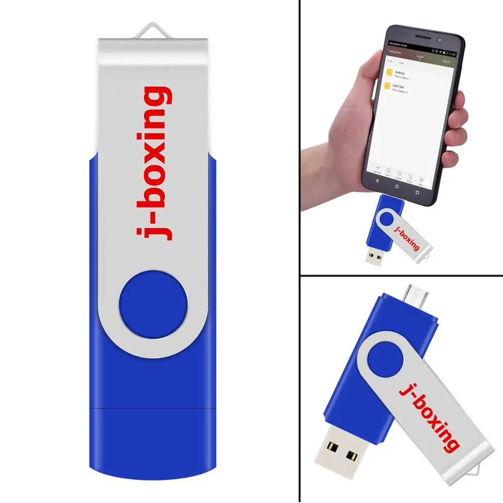 J-бокс, 5 шт., OTG USB флеш-накопитель, двойной порт, Micro USB флеш-накопитель, вращающийся, 8 ГБ, 16 ГБ, 32 ГБ, 64 ГБ, для samsung, huawei, планшет, синий