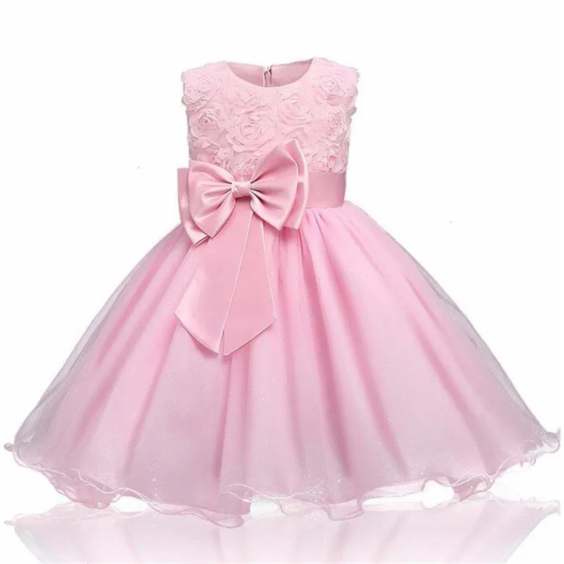 Pink Summer school girl party dress Christmas New Year costume child's clothes party dress girl birthday dress - Цвет: Pink