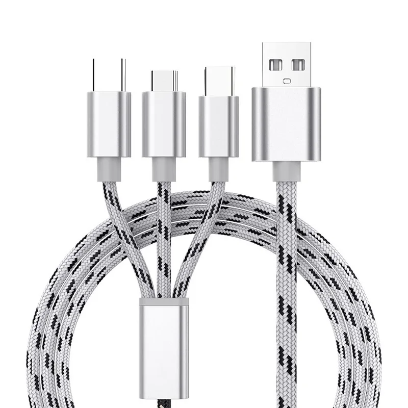 Нейлоновый плетеный 3 в 1 USB кабель type C Micro usb кабель для зарядки 8 Pin лента C type-C для iPhone samsung Xiaomi Redmi huawei Honor