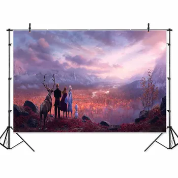 

SeekProVinyl New Frozen Trailer Photo Backgrounds Princess Queen Elsa Birthday Photo Banner Peronalized Photocall Backdrop