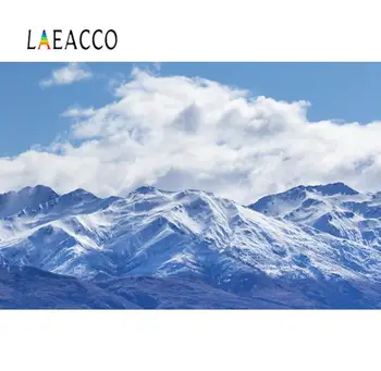 

Laeacco Photo Backgrounds Snow Mountain Blue Sky Cloudy Party Home Decor Scenic Photographic Backdrop Photocall Photo Studio