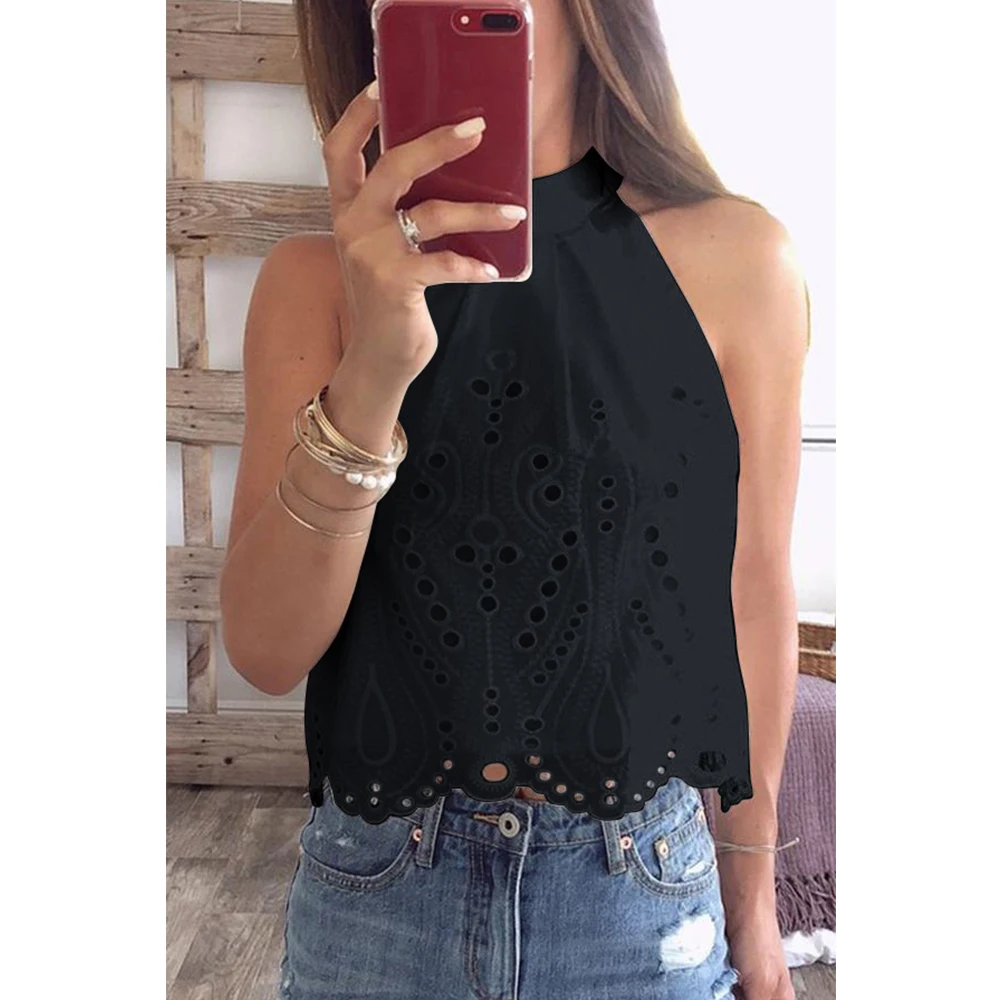 Women Sexy Lace Off shoulder Camisole Hollow Out Tank Bandage Crop Top Sleeveless T-Shirt Casual Fashion Female Summer New