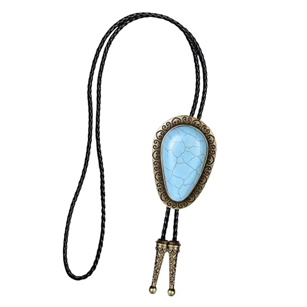 

Turquoise Stone Bolo Tie Western Cowboy Novetly Neckties