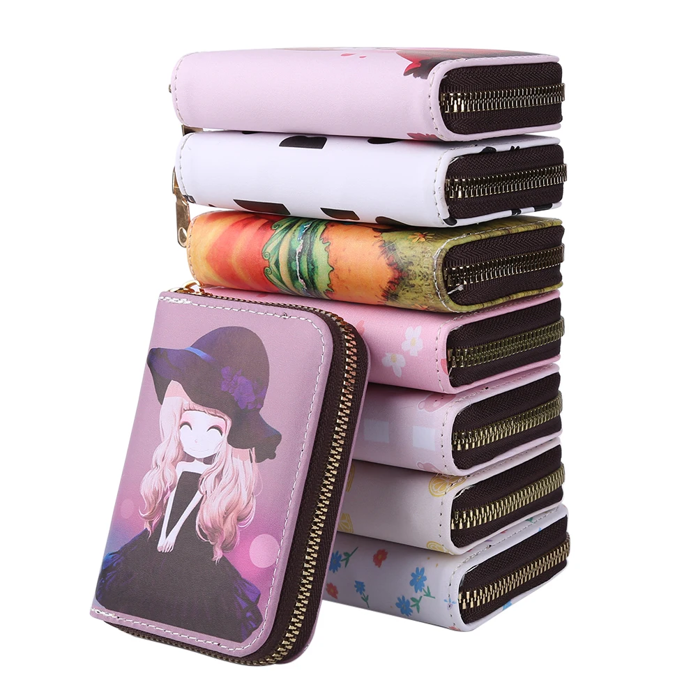 Fashion Women Cute PU Leather Mini Wallet Card Holder Casual Ladies Cartoon Printing Zipper Coin Purse Square Vertical | Багаж и сумки