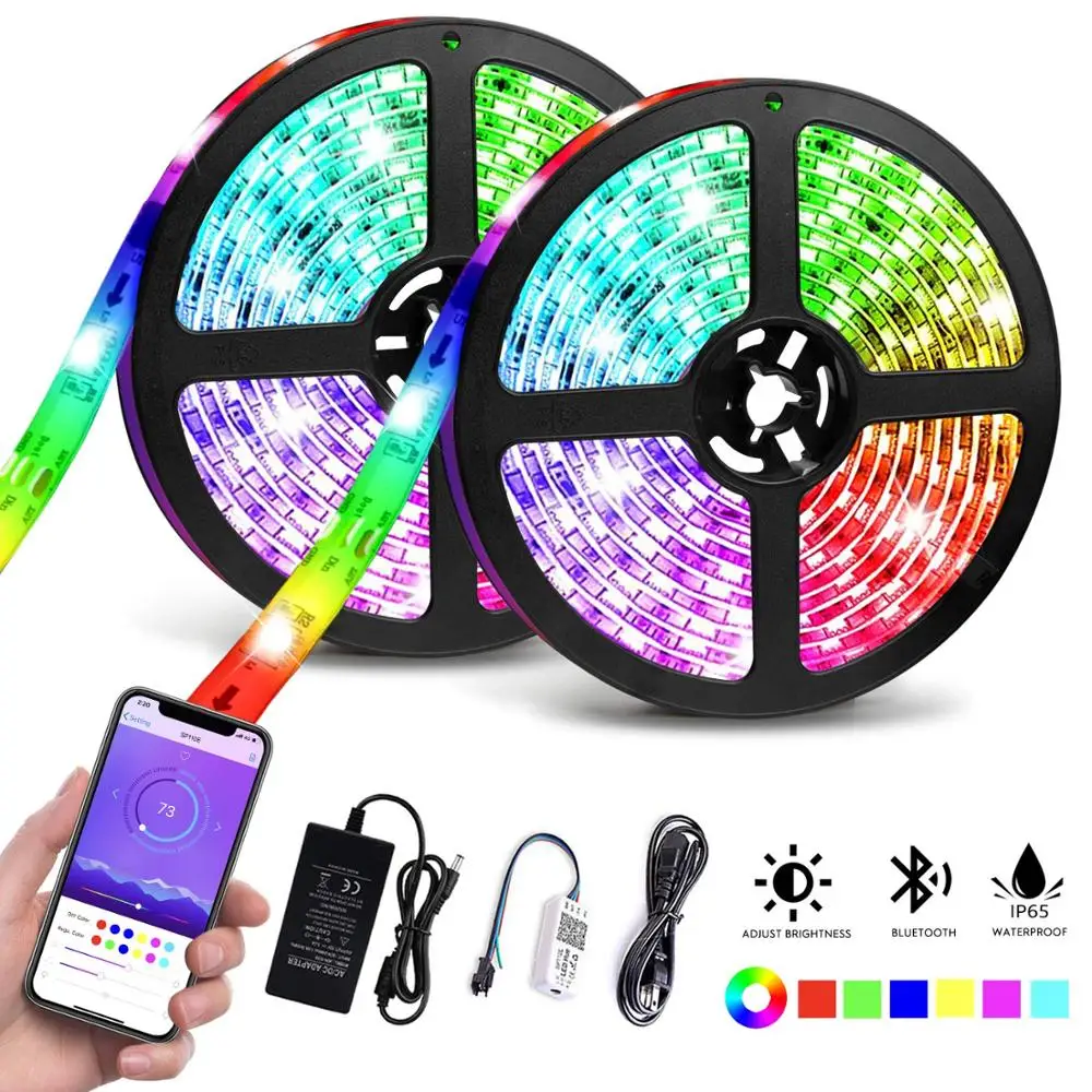 Музыкальная Светодиодная лента WS2811 5 м 10 SP110E Bluetooth Rgb полноцветная 5050 Адресуемая
