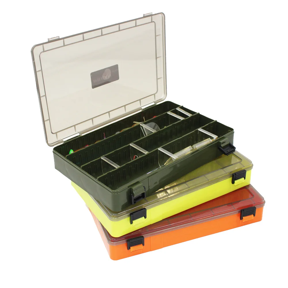 

27*18*4CM Fishing Lure Box Double Side Tackle Box Squid Jig Pesca Accessories Box Minnows Bait Fishing Container J379