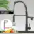 Ressort noir tirer côté pulvérisateur robinet de cuisine double bec mitigeur mitigeur évier robinet 360 Rotation robinets de cuisine