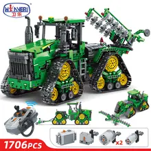 1706PCS 2.4GHZ City High-tech Series RC Crawler tractor Excavating Machinery Car Model Building Blocks Toys For Children