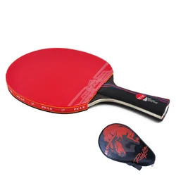 One Piece NEW Beginner Carbon Fiber Table Tennis Bat Racket Long Short Handle Ping Pong Paddle Racket Pimples With Carry Bag