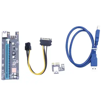 

Right Interface PCIe PCI-E PCI Express Riser Card 1x to 16x USB 3.0 Data Cable with SATA 15 Male to 6pin power cable