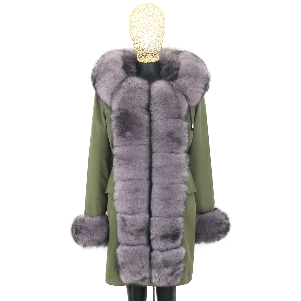 

2021 Winter Jacket Fur Coat Real Raccoon Fur Collar 7XL Women Coat Natrual Fox Fur Coat Women's Waterproof Detachable Parka
