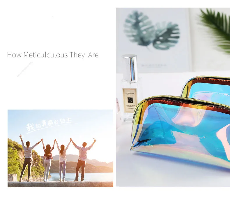 Fashion Laser Dream Colorful Holographic Beauty Organizer Pouch Clear Iridescent Clutch Makeup TPU Cosmetic Bag