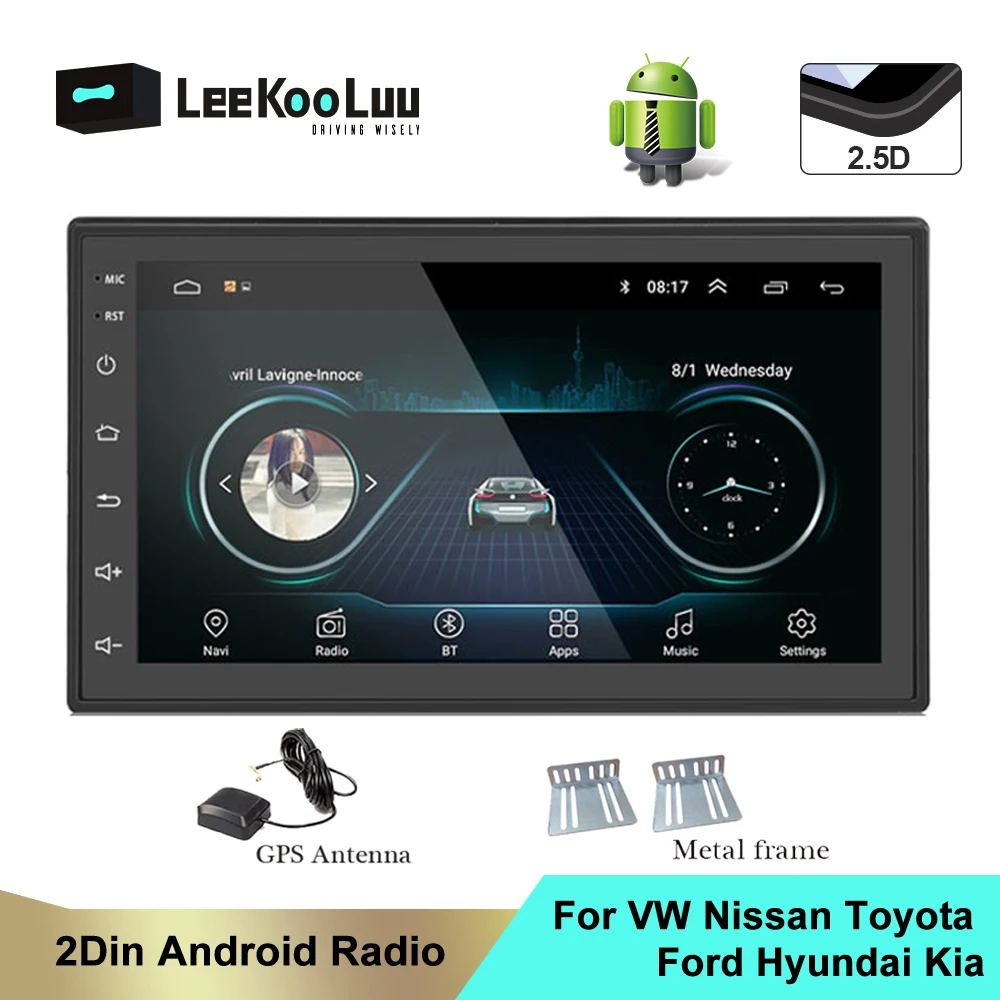 Автомагнитола LeeKooLuu мультимедийный плеер на Android с 7 &quotэкраном GPS для VW Nissan Toyota