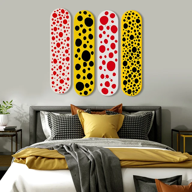 Dekoratív Táblák Fa Panelek Yayoi Kusama Gördeszkás Korcsolyapark Falfestmény Bár Klub Férfiak Barlang Otthoni Dekoráció - Image 3