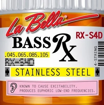 

Rx-s4d Rx-stainless string kit for bass guitar, stainless steel. Steel, 45-105, La Bella