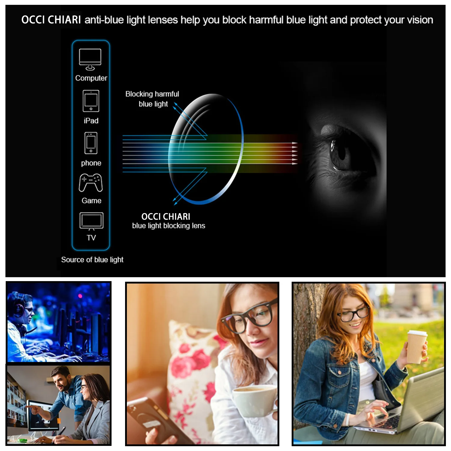 Anti-blue Single Vision Resin Lenses Aspheric Lenses for Myopia