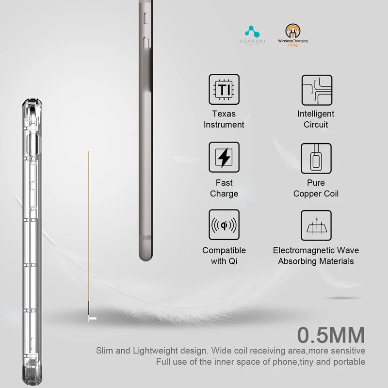 Qi беспроводной зарядный приемник для iPhone 7 6s Plus 5s Micro usb type C универсальное Быстрое беспроводное зарядное устройство для samsung huawei Xiaomi