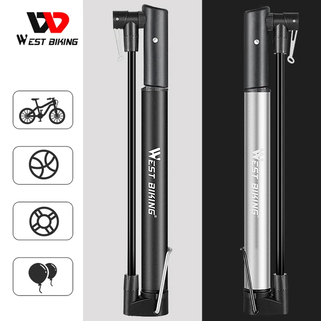 West Biking Bicycle Pump with Schrader and Woods Valve 120 Psi Portable  Foot Air Pump