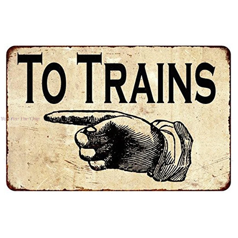 To Trains Retro Metal Tin Sign Vintage Plaque Iron Painting Wall Decor