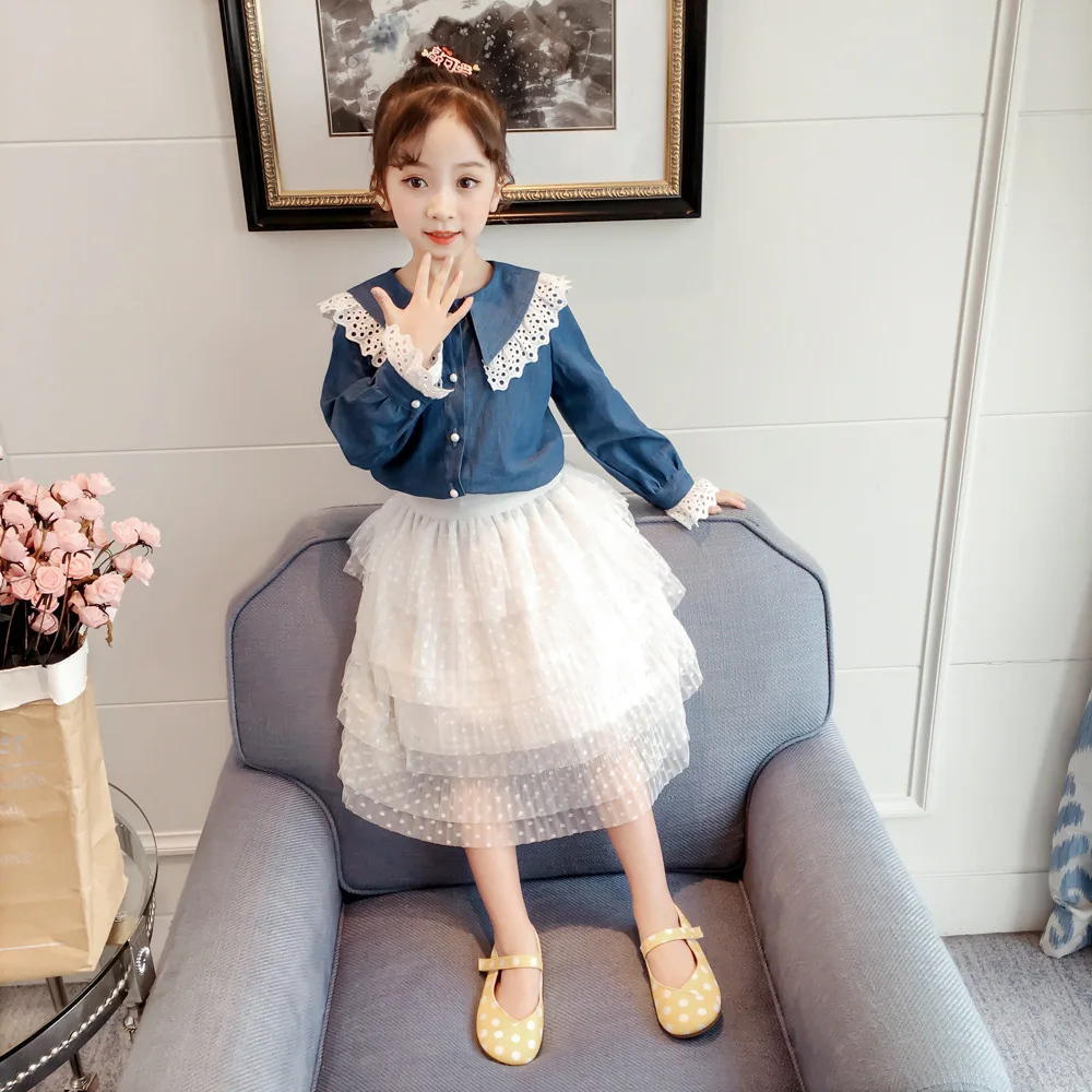 Детская рубашка из очень мягкой ткани коллекция года, осенняя одежда новая модная рубашка в Корейском стиле для девочек, с завязками на воротнике, Gw607