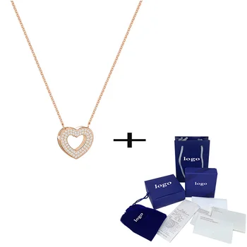 

SWA Fashion Romantic Heart Necklace Clavicle Chain Temperament Lady Accessories Valentine's Day Girl's Anniversary Love Gift