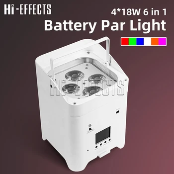 

2PCS/Lot Battery Wireless DMX Wifi APP Mobile Remote Led Wedding Uplight 4x18w RGBWAUV 6in1 LED Par DJ Light For Church Party