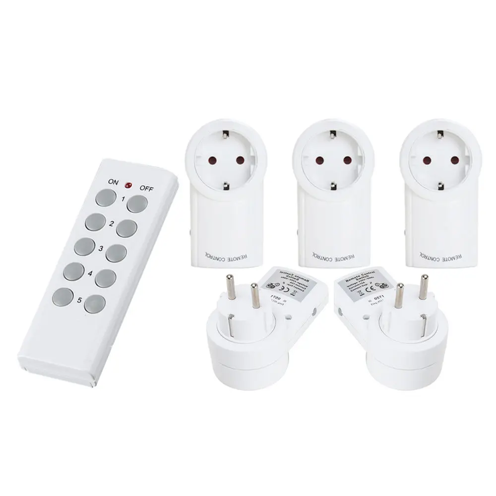 1 remote 5 socket Универсальная Беспроводная электрическая розетка с дистанционным управлением для умного дома с RF 433,92 mhz EU plug - Цвет: 1 remote 5 socket