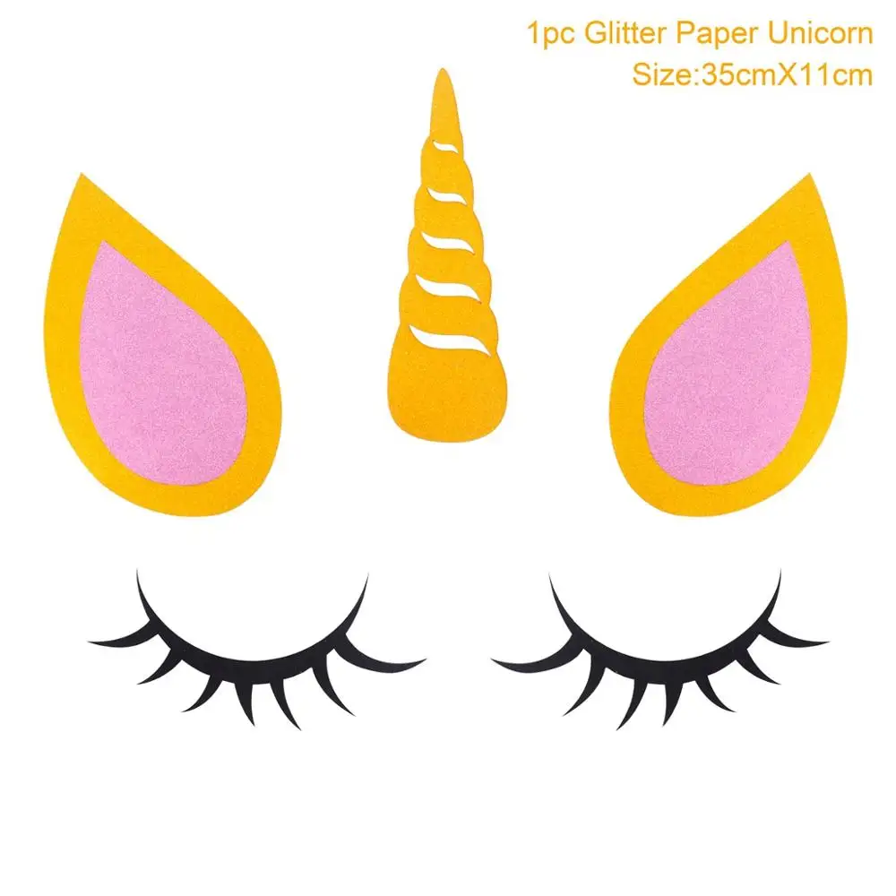 Вечерние одноразовые бумажные тарелки с единорогом, украшения для дня рождения, Детские воздушные шары, вечерние подарки с единорогом - Цвет: glitter unicorn