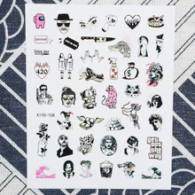 

10PCS 3D Street Anime Character Nail Sticker Blade Leopard Rose Flower Love Nail Art Decoration Decal