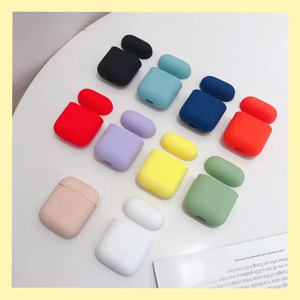 

Solid Color Simple Cute Silicone Protective Case for Apple Airpods Cover Case Accessories Bluetooth Earphone Cover Gift