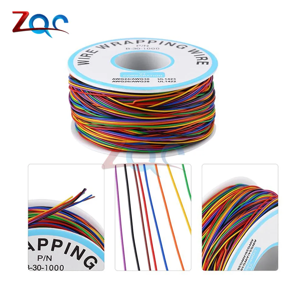 250 M étamé cuivre P/N B-30-1000 30AWG 8 Fils Isolation Test Wrapping 