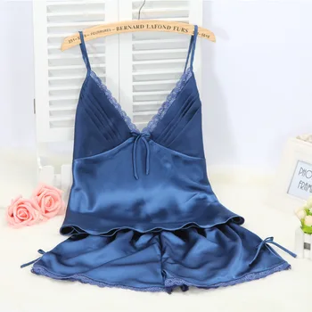 

FZSLCYIYI Silk Pajamas For Women With Shorts Sexy Lingerie Lace Cami Set 2-Piece Summer Satin Pajamas Set Sleepwear