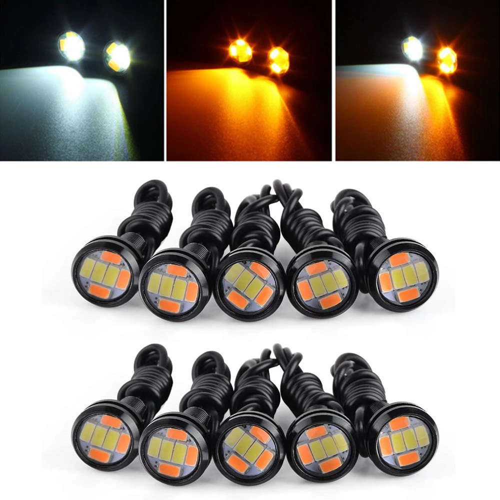 Luz LED diurna de doble Color para intermitente, lámpara DRL 12V de CC, 23MM, 6 luces LED de de águila, Color ámbar, unidades|Lámpara de señalización| - AliExpress