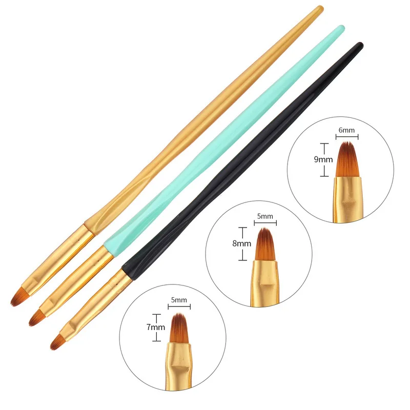 

3pcs Nail Brushes Drawing Kit Flower Line French Design Manicure Tool Nail Art Liner Painting Pen 3D Tips Acrylic UV Gel Brushes